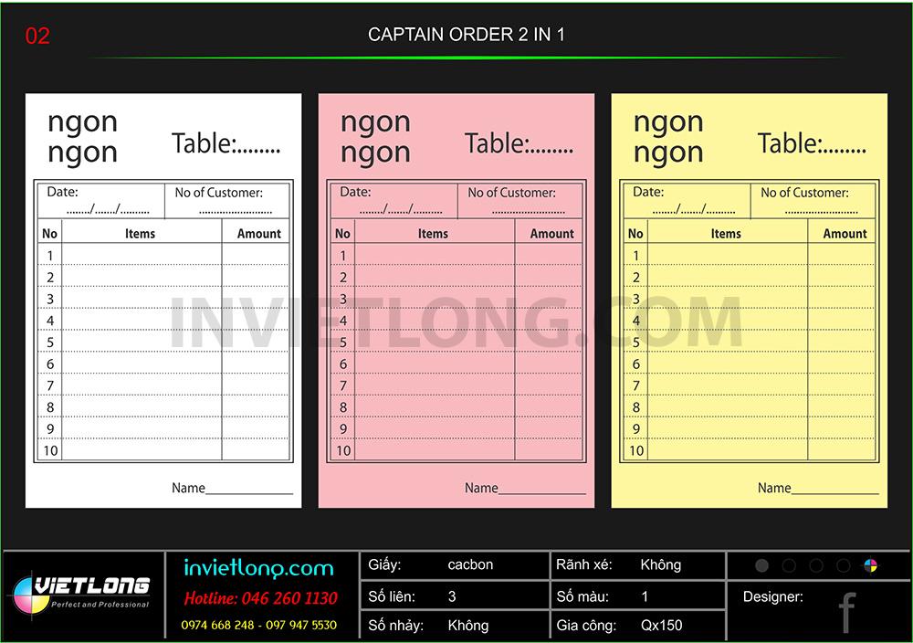 Mẫu Captain Order quán Ngon Ngon