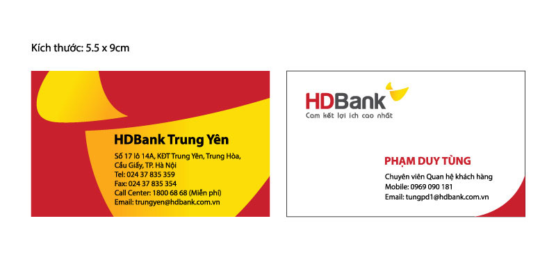 Mẫu namecard ngân hàng HDbank