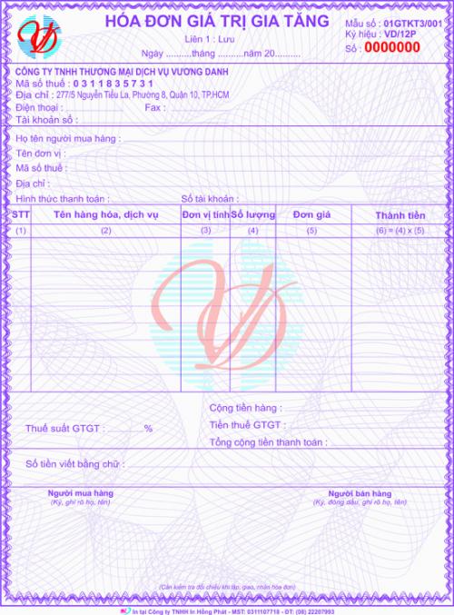 In hóa đơn giá rẻ tại Thái Bình