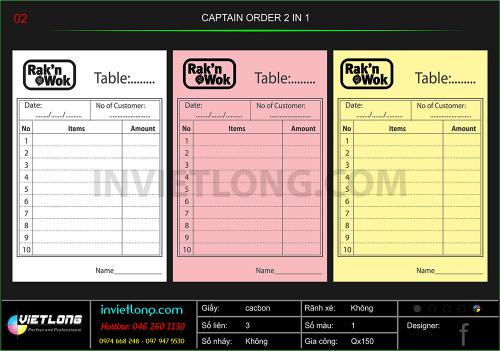 Triển khai in 1000 cuốn Order cho 2 nhà hàng tại Lotte Center Liễu Giai