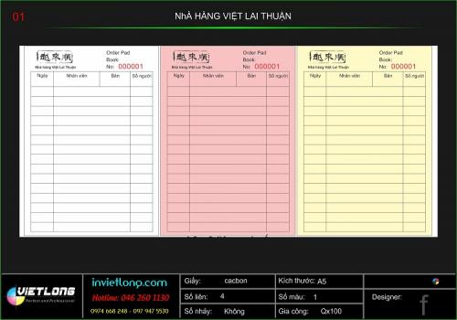Nhà hàng Việt Lai Thuận đặt in 3500 Order