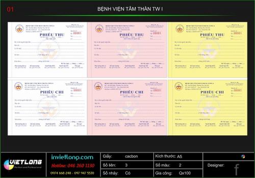Triển khai 1000 quyển phiếu thu chi cho Bệnh viện Tâm thần TW 1