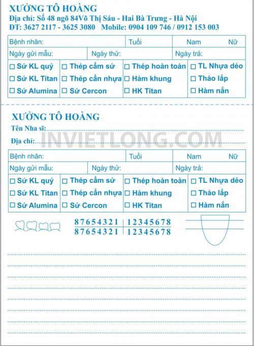 Triển khai đơn hàng 1500 cuốn hóa đơn cho xưởng răng Tô Hoàng