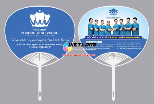 In quạt nhựa quảng cáo Nha khoa, quầy thuốc, phòng khám, bệnh viện