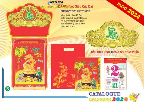 20 mẫu lịch Bloc siêu cực đại 2024 cỡ 30x40cm