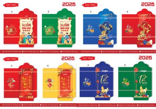 60 Mẫu lì xì Tết 2026 Bính Ngọ đẹp rực rỡ nhất