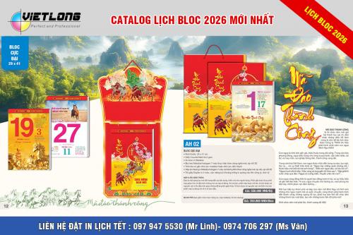 50+ mẫu lịch Bloc cực đại Tết 2026 Bính Ngọ KT 30x40cm