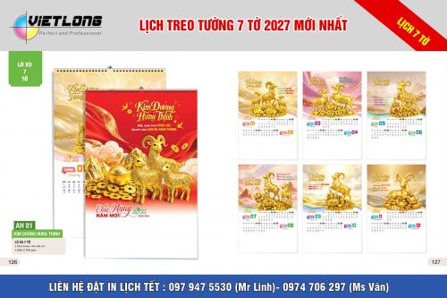 200+ Mẫu lịch treo tường 7 tờ 2027 xuân Đinh Mùi đặc sắc nhất