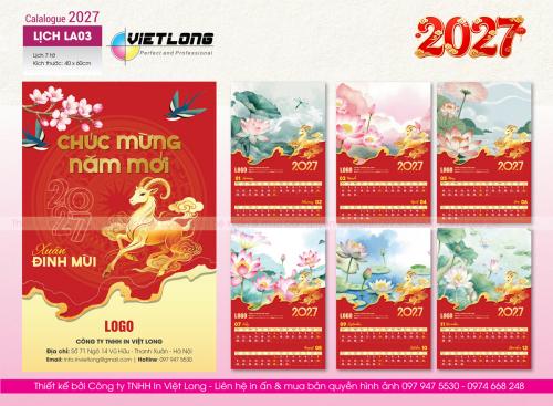 20 Mẫu lịch Tết treo tường 7 tờ  2027 thiết kế độc quyền theo yêu cầu