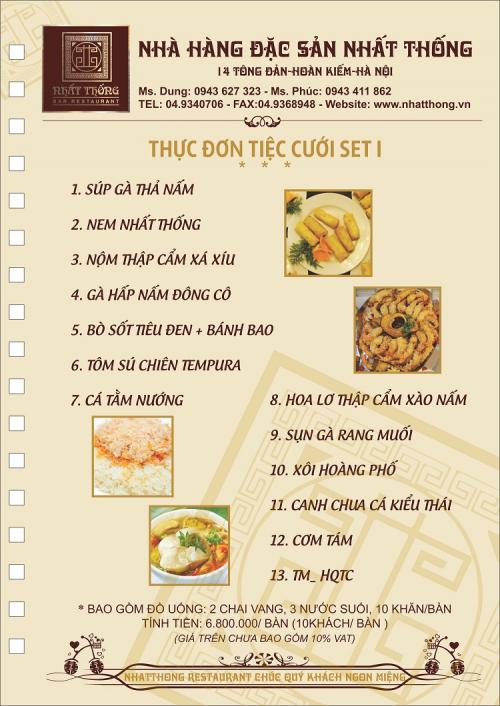 In menu nhà hàng, quán bar giá rẻ Hà Nội