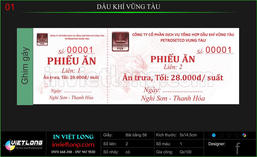 Mẫu phiếu ăn dầu khí