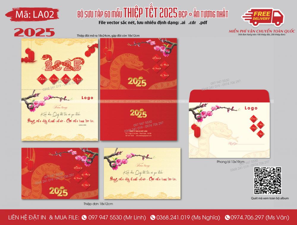 Mẫu thiệp Tết 2025 LA02
