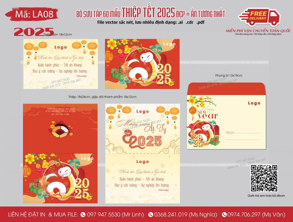 Mẫu thiệp Tết 2025 LA08