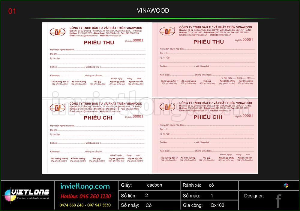 Mẫu phiếu thu chi CTY Vinawood