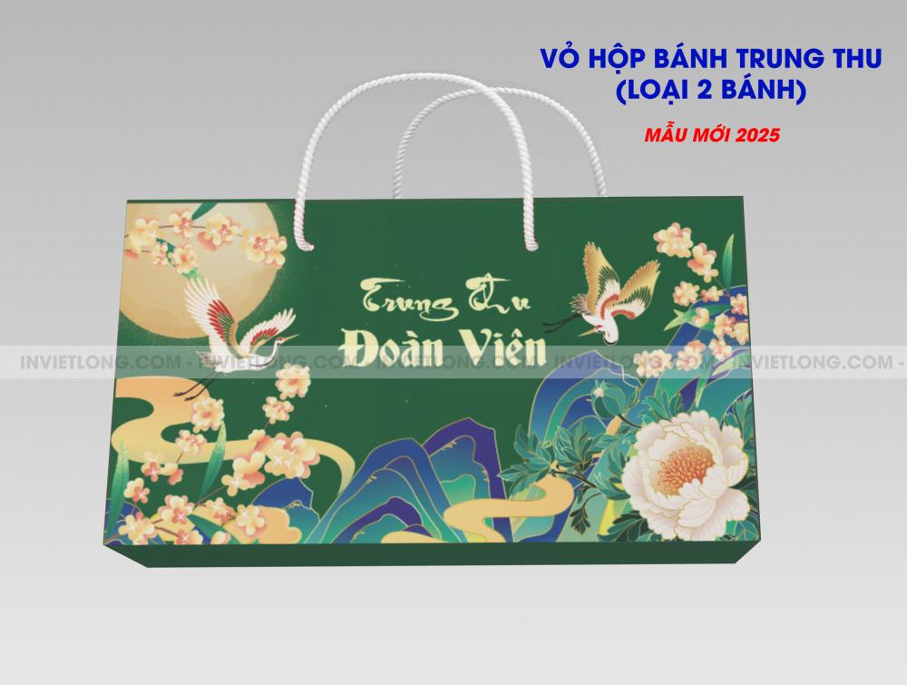 Mẫu hộp trung thu 2 bánh 2025 Trung Thu Đoàn Viên