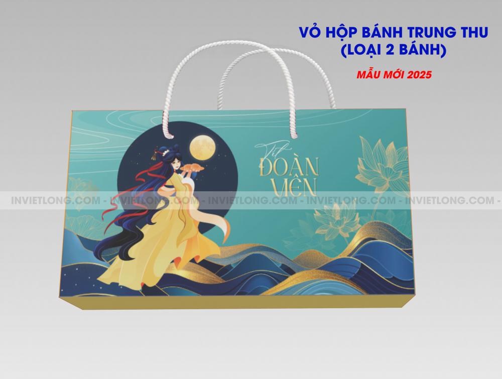 Mẫu hộp bánh trung thu 2 bánh Tết Đoàn Viên