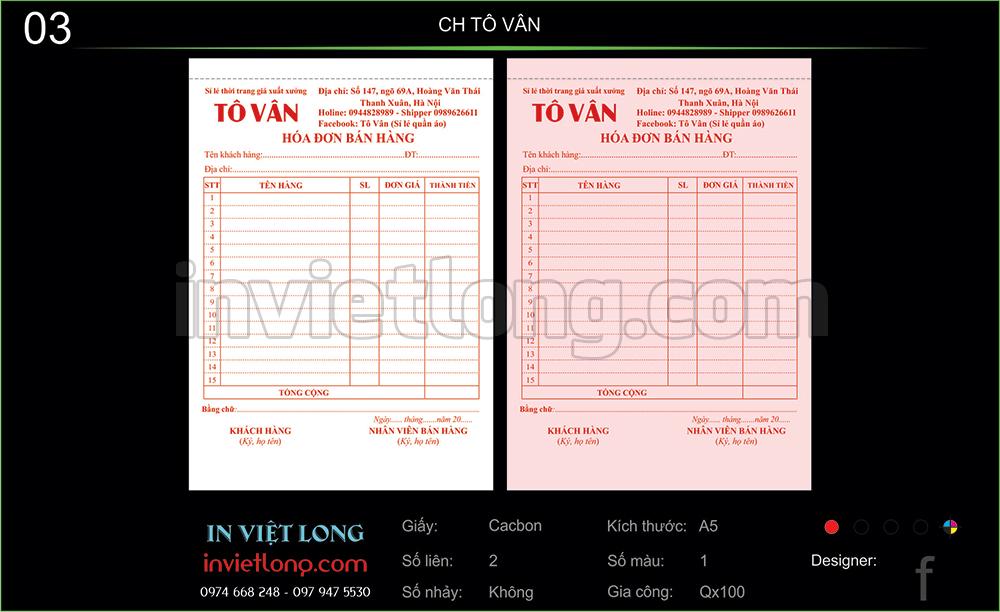 Mẫu hóa đơn bán hàng CH Tô Vân