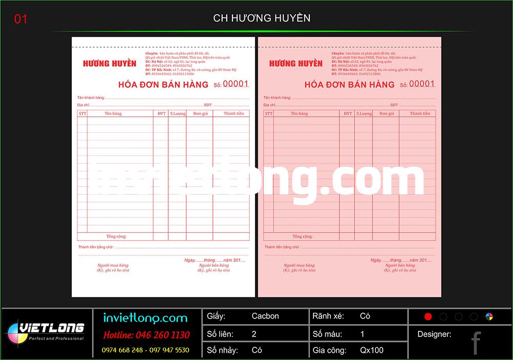 Mẫu hóa đơn bán hàng CH Hương Huyền