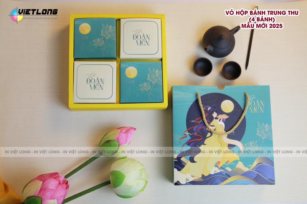 Mẫu hộp bánh trung thu 4 bánh Tết Đoàn Viên