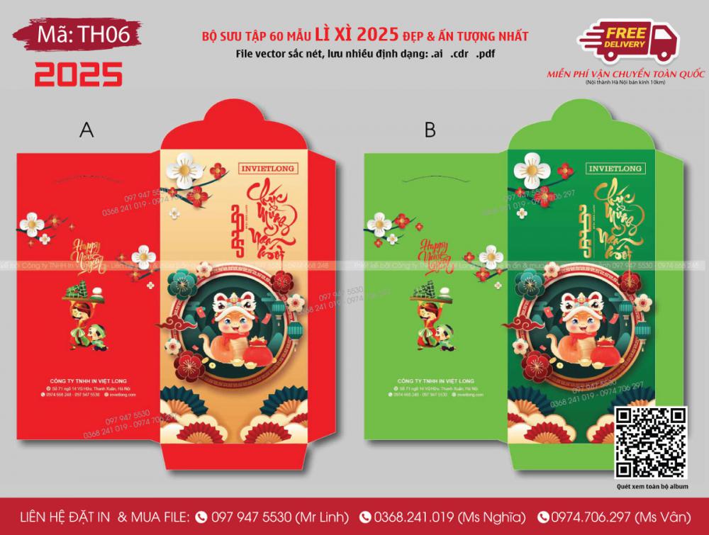 Mẫu lì xì Tết 2025 TH06