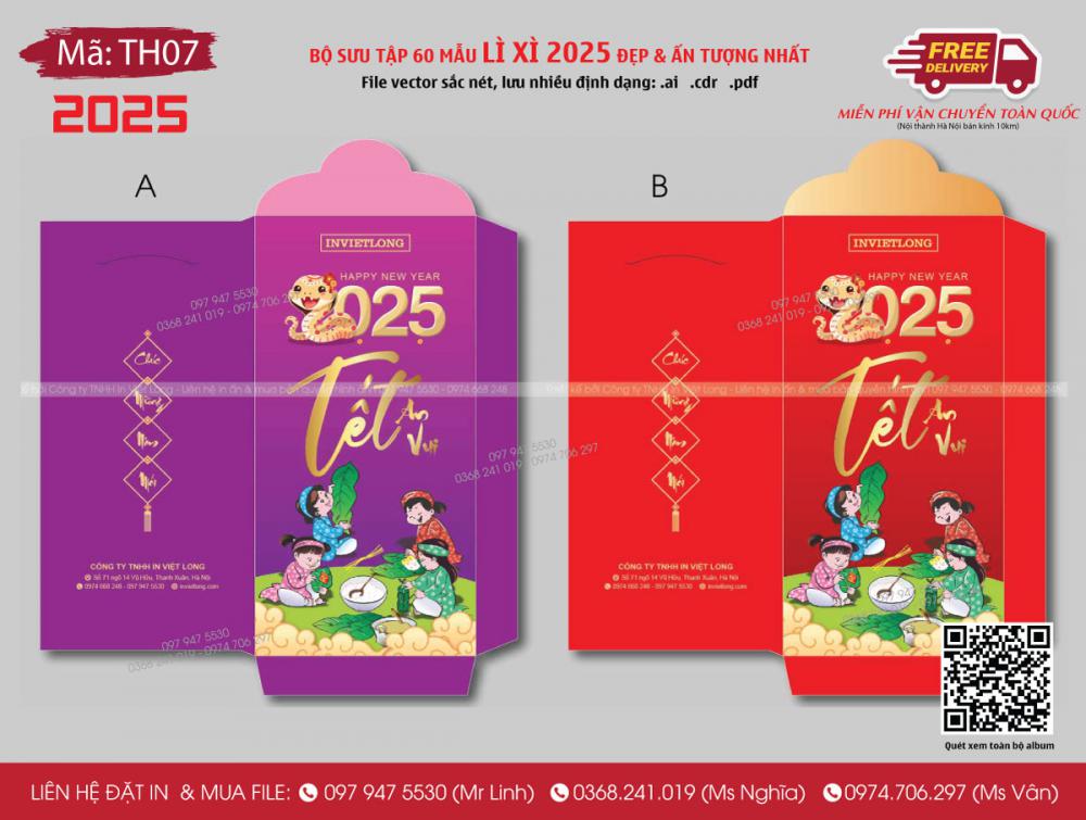 Mẫu lì xì Tết 2025 TH07