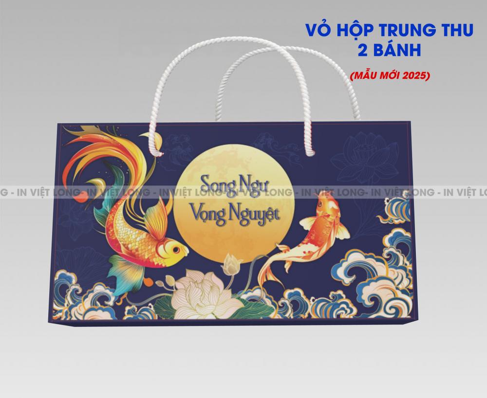 Mẫu hộp bánh trung thu 2 bánh Song Ngư Vọng Nguyệt