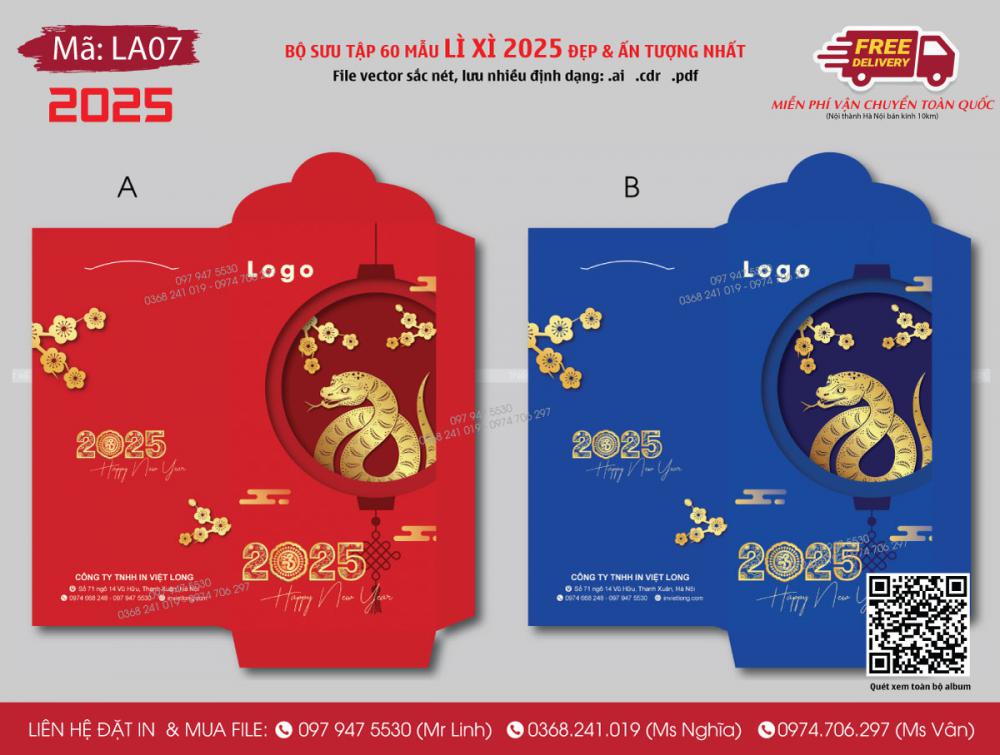 Mẫu lì xì Tết 2025 LA7