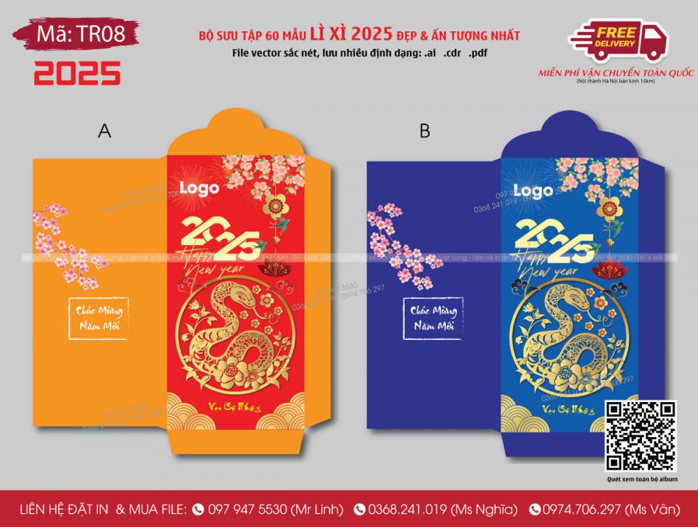 Mẫu lì xì Tết 2025 TR08