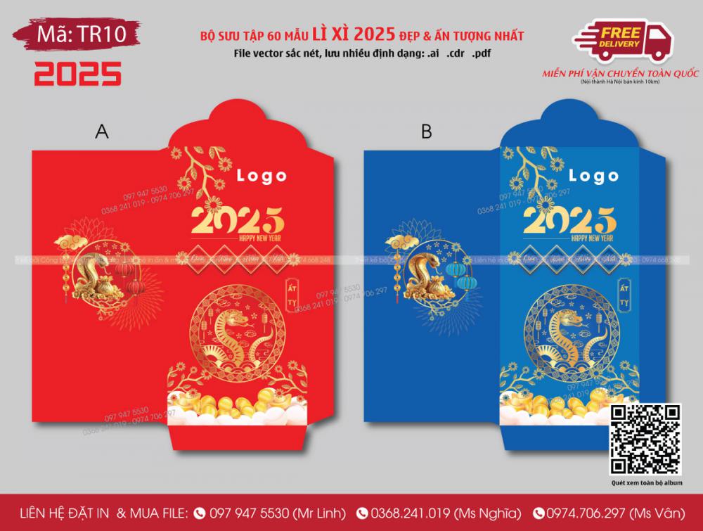 Mẫu lì xì Tết 2025 TR10