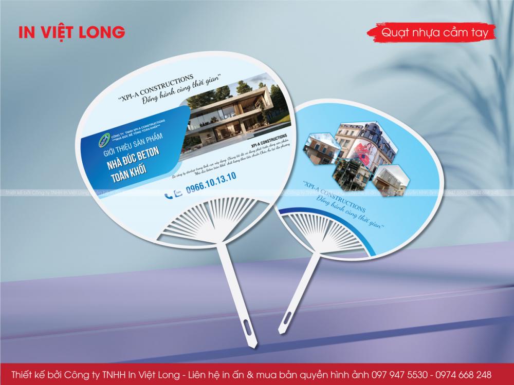 Mẫu quạt nhựa nan hoa quảng cáo nhà đúc bê tông