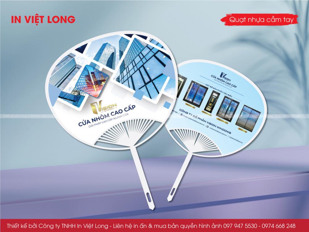 Mẫu quạt nhựa nan hoa quảng cáo cửa nhôm