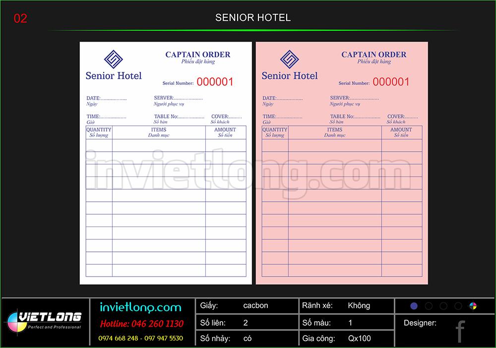 Mẫu Captain Order Senior Hotel