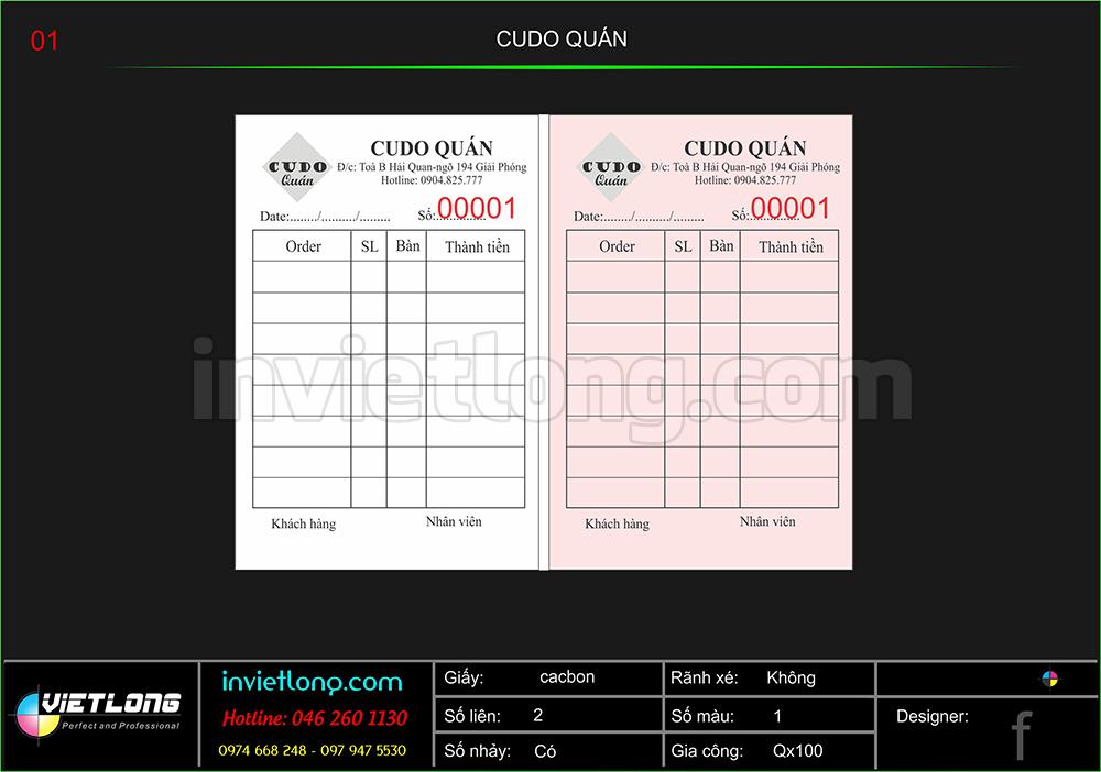Mẫu Order CuDo quán