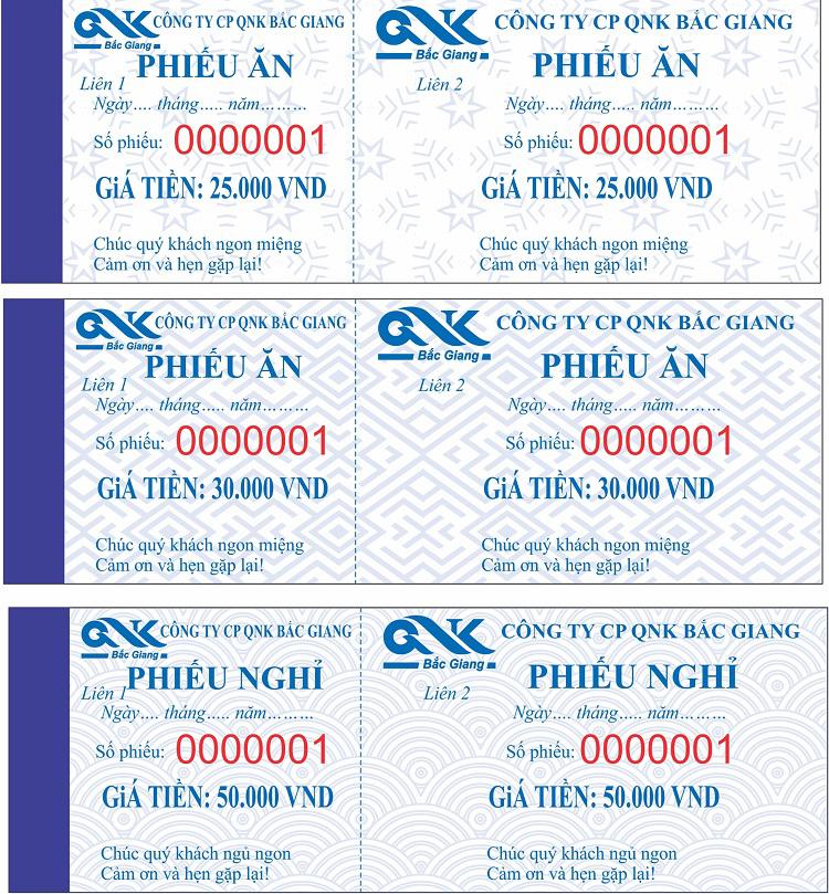 Mẫu phiếu ăn công ty