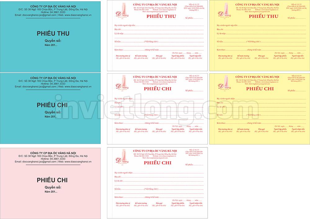 Mẫu phiếu thu chi CTY Địa Ốc Vàng
