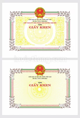 Mẫu giấy khen Huyện Kim Bôi