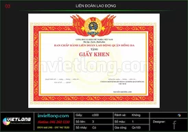 Mẫu giấy khen liên đoàn lao động Đống Đa