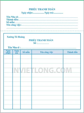 Mẫu hóa đơn thanh toán xưởng răng Tô Hoàng