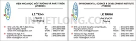 Mẫu Card Visit viện môi trường công nghệ