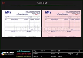 Mẫu giấy biên nhận Sally Shop