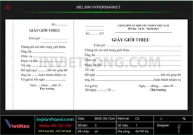 Mẫy giấy giới thiệu siêu thị Melinh Plaza
