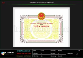 Mẫu giấy khen UBND huyện Kim Bôi