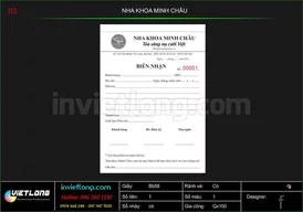 Mẫu giấy biên nhận Nha Khoa Minh Châu