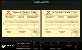 Mẫu giấy đảm bảo vàng CH Xuân Quỳnh