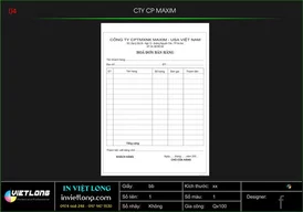 Mẫu hóa đơn bán hàng Công ty Maxim