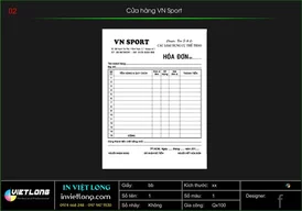 Hóa đơn bán hàng cửa hàng VN Sport