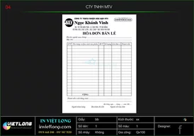 Mẫu hóa đơn bán lẻ CTY Ngọc Khánh Vinh
