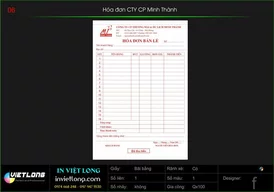 Hóa đơn bán lẻ CTY CP Minh Thành