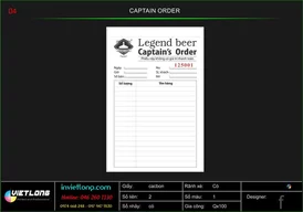 Mẫu phiếu Order Captain Cafe
