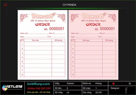 Mẫu Order quán bia - Cafe Panda